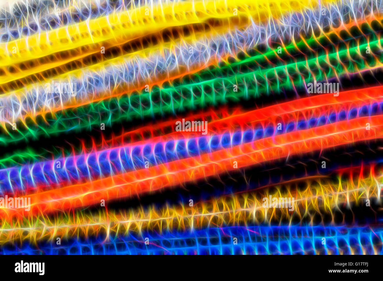 abstract pile of different coloured pipe cleaners with Fractalius filter  applied - fractals fractal Stock Photo - Alamy