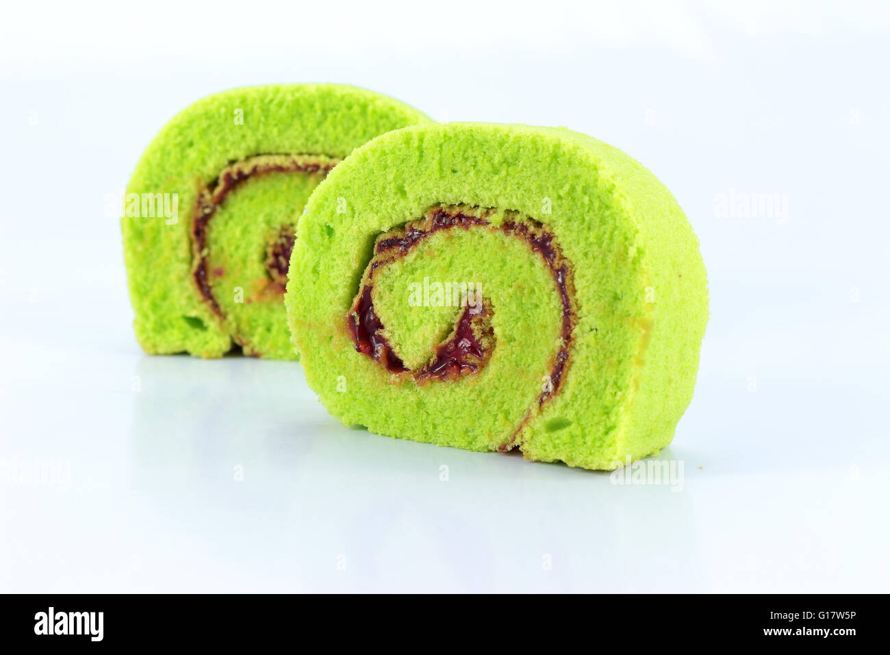 Pandan Cake Roll With Berry Stock Photo Alamy