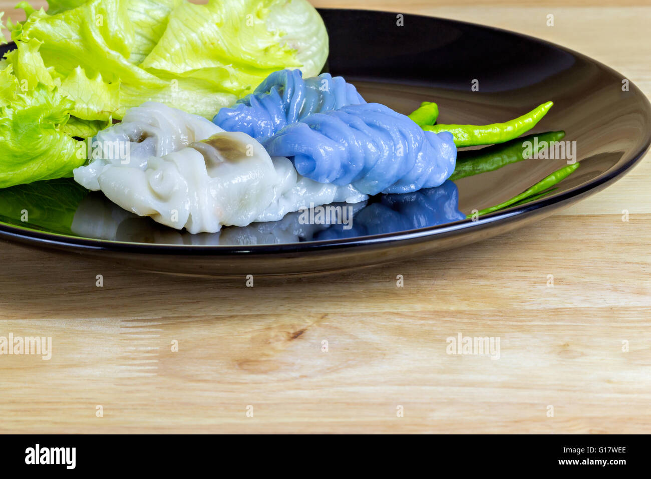Steamed rice-skin dumplings, Thai dessert Stock Photo