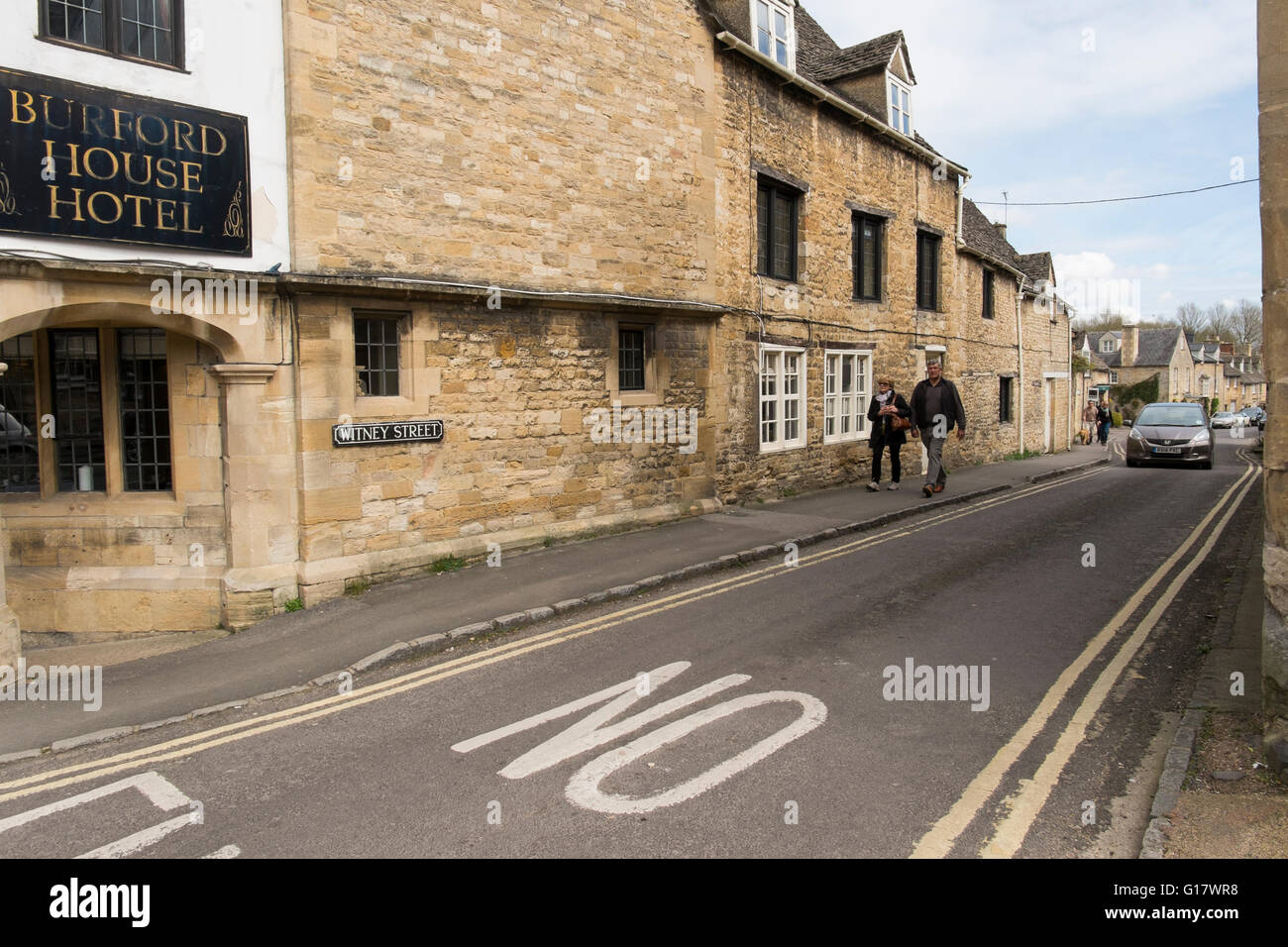 The side of Burford House Hotel Witney Street off the High Street on