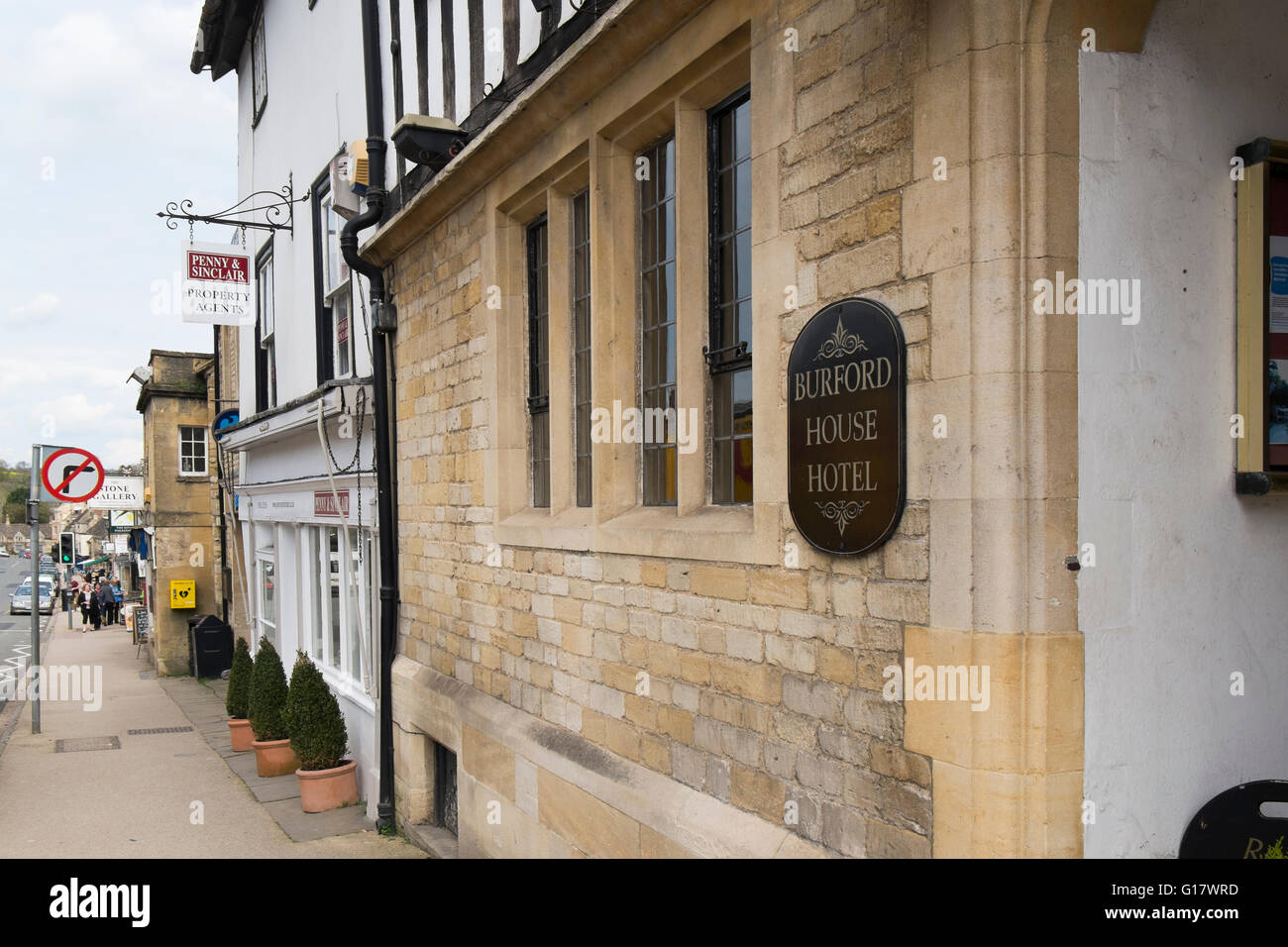 The side of Burford House Hotel Witney Street on the High Street on the