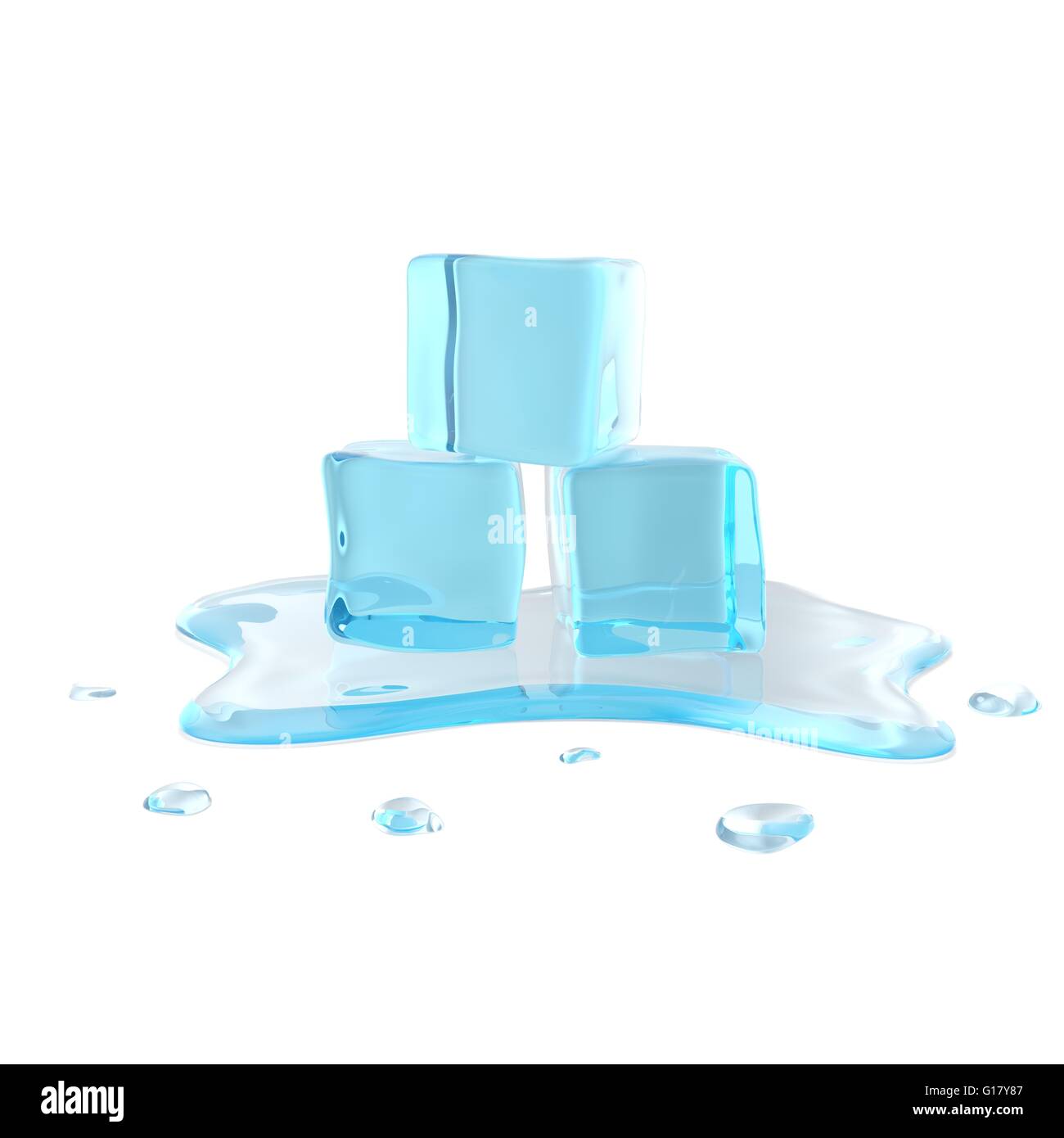 Melting ice cubes isolated on white background. Stock Photo