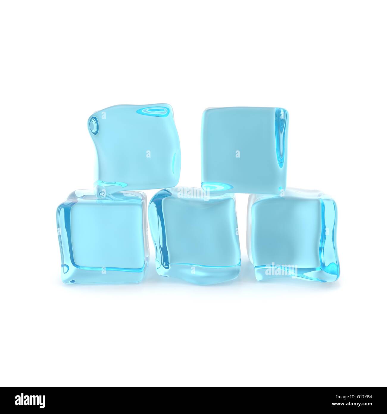 Group of ice cubes isolated on white background. Stock Photo