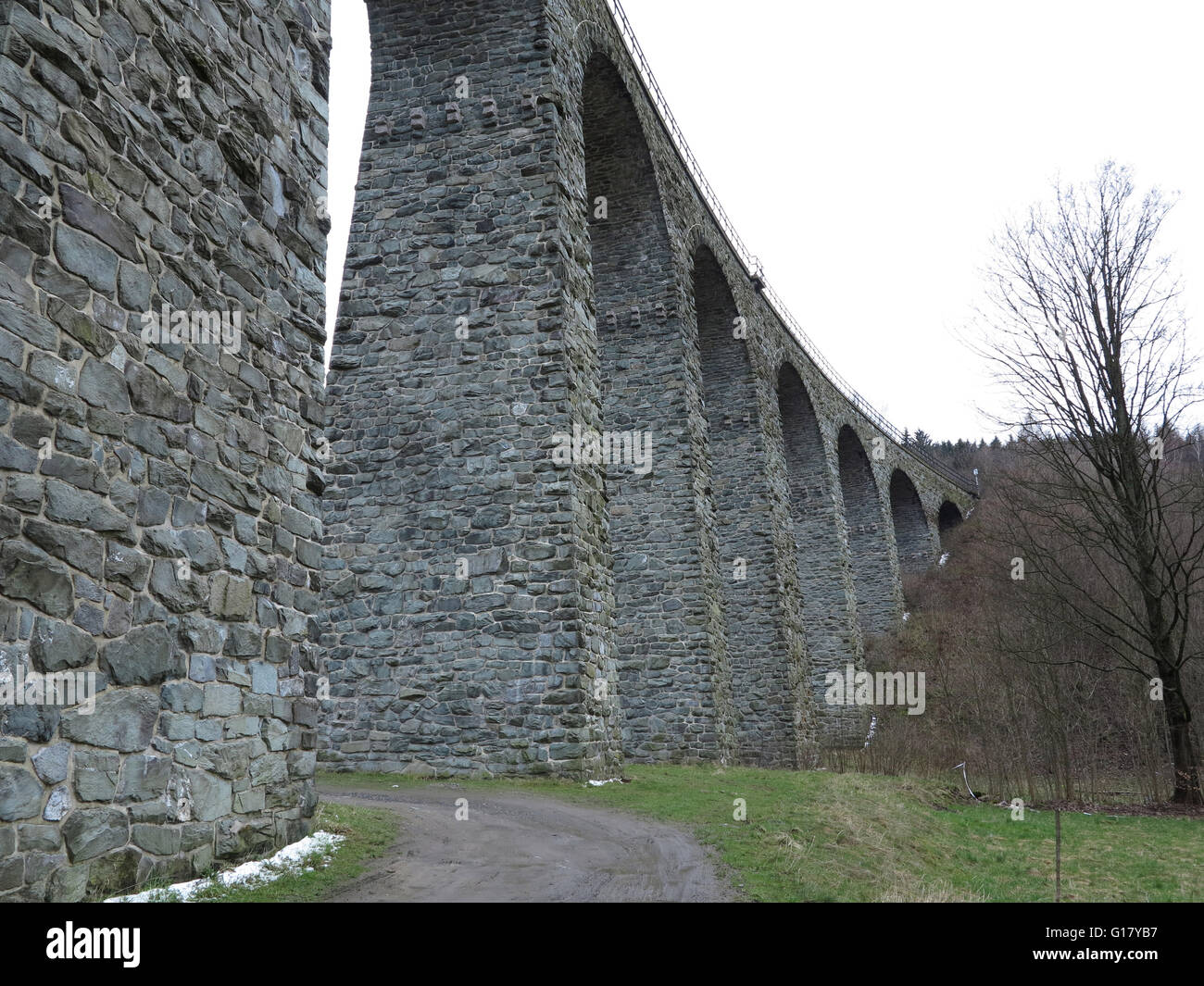 Old stone elevating track from 1900 - technical monument, Bohemia Stock Photo
