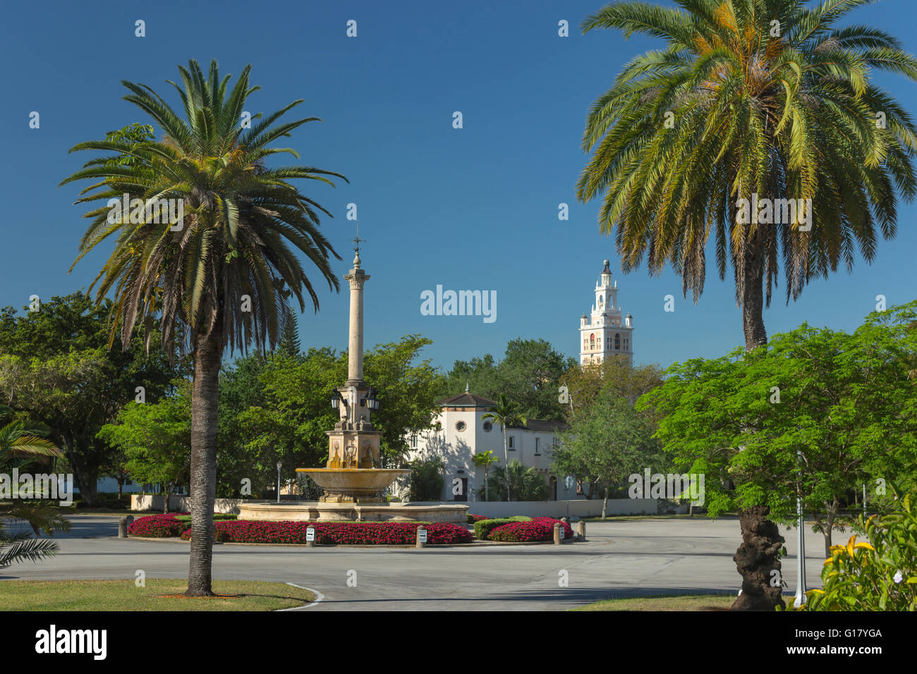 DE SOTO FOUNTAIN BILTMORE TOWER DE SOTO CIRCLE CORAL GABLES FLORIDA USA Stock Photo