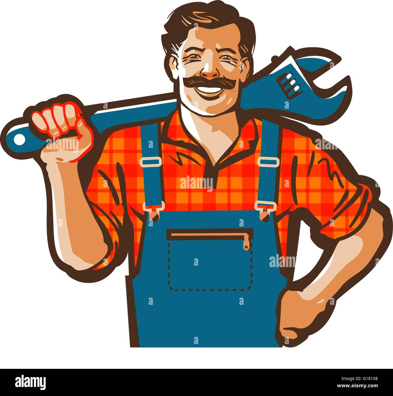 plumber vector logo. wrench or handyman icon Stock Vector