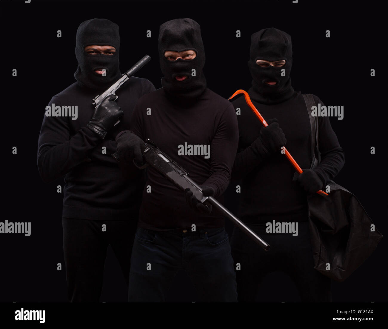 Robbers with rifle Stock Photo