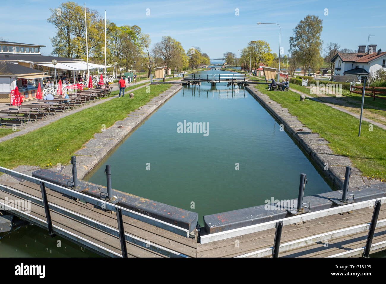 Gota Canal at Berg outside Linkoping during spring in Sweden. Stock Photo