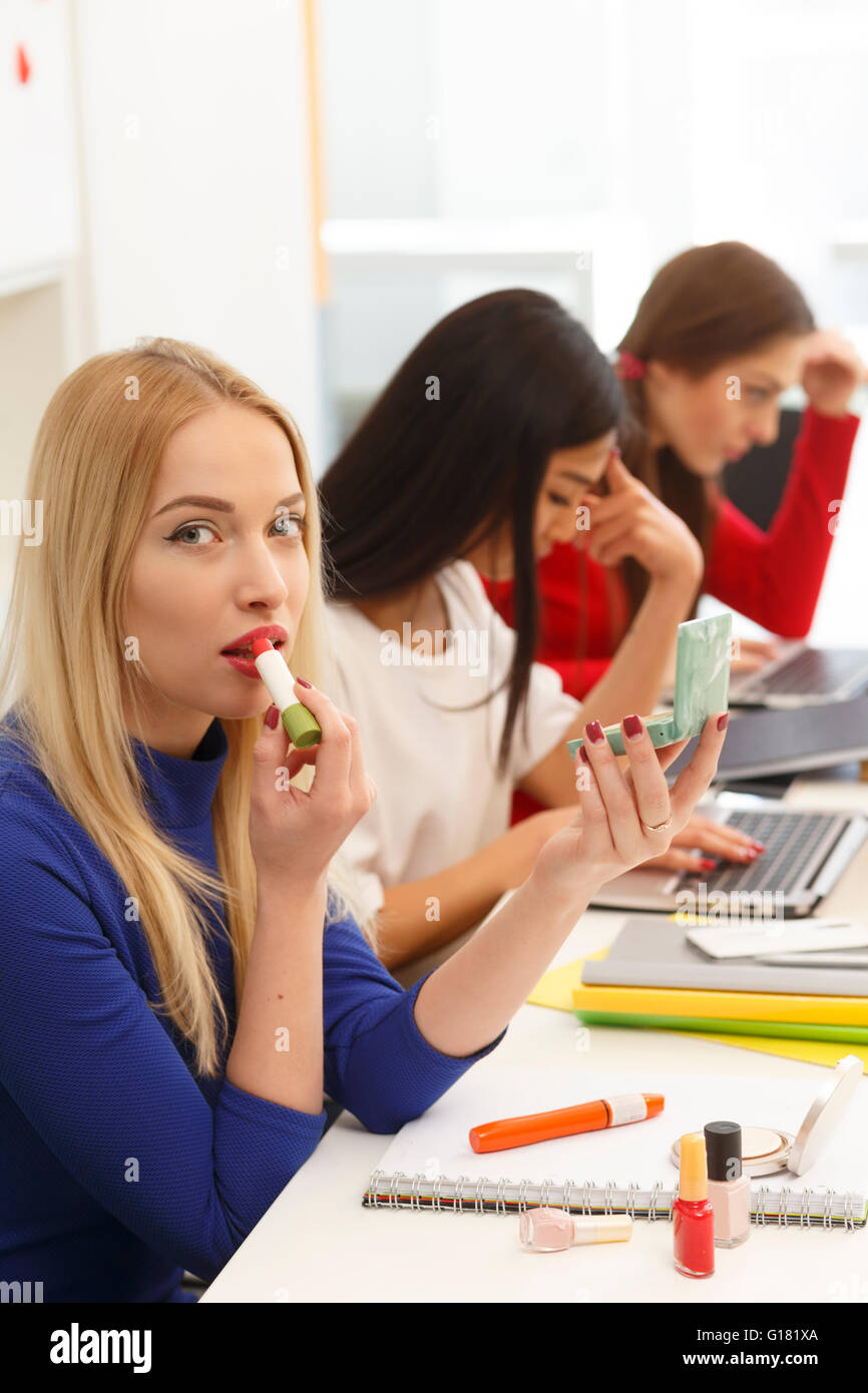 Student doing makeup Stock Photo