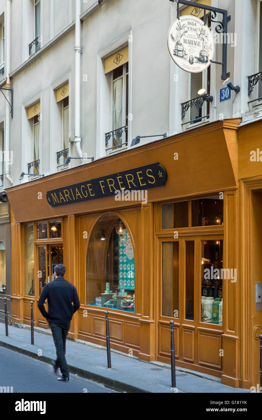 Mariage Freres Tea Room and boutique in the Marais, Paris, France Stock Photo