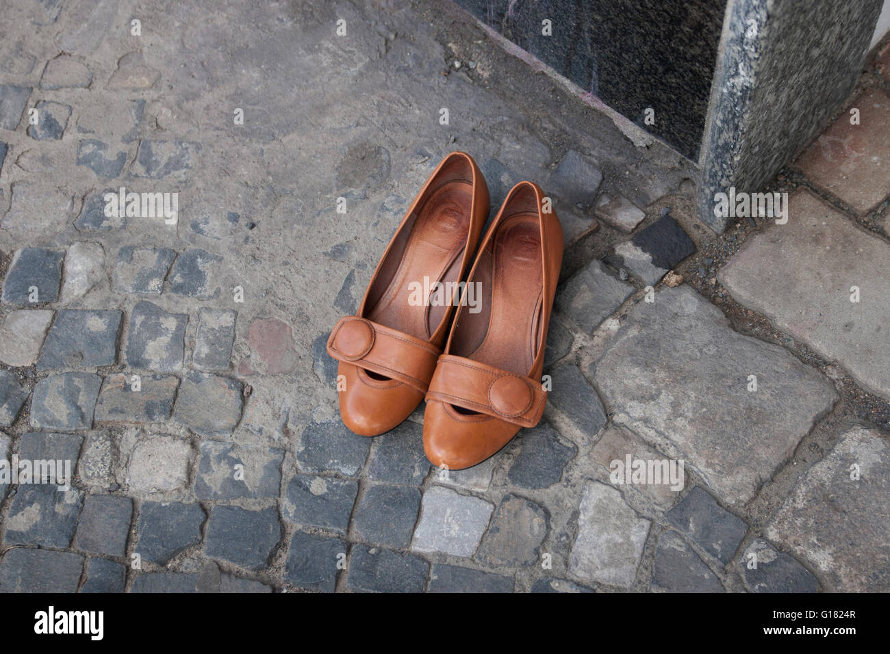 Pair of Shoes Street Berlin Germany Stock Photo