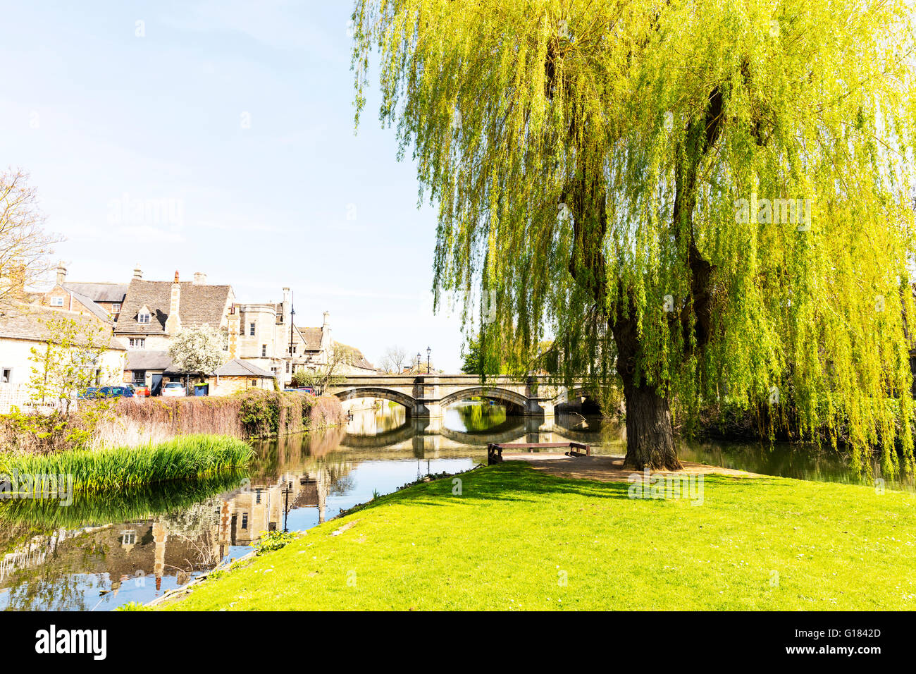 Stamford town River Welland bridge Lincolnshire UK England English