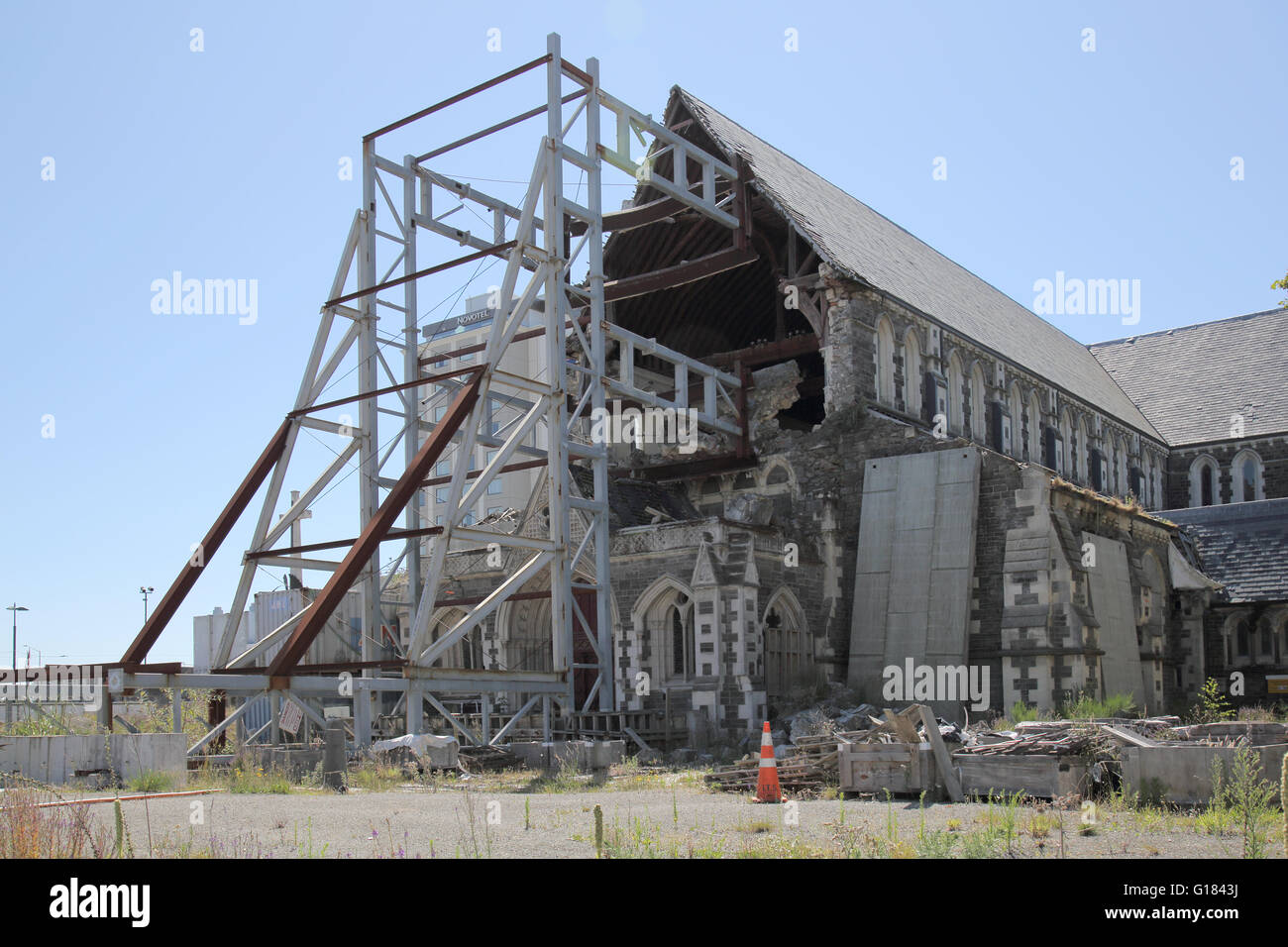 ruins of the christchurch cathedral new zealand after the earthquake Stock Photo