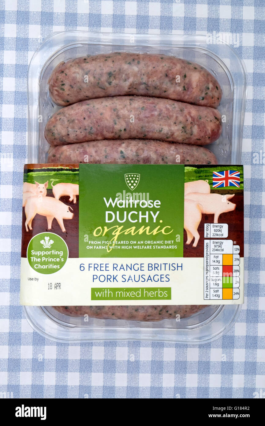 Waitrose Duchy organic free range pork sausages with mixed herbs Stock