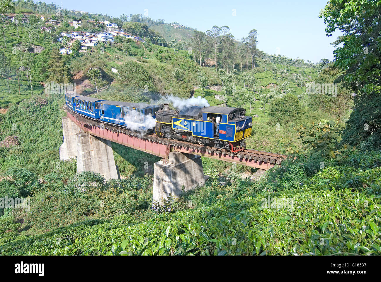 Nilgiri Mountain Railway, an UNESCO World Heritage Railway, Nilgiris, Tamil Nadu Stock Photo