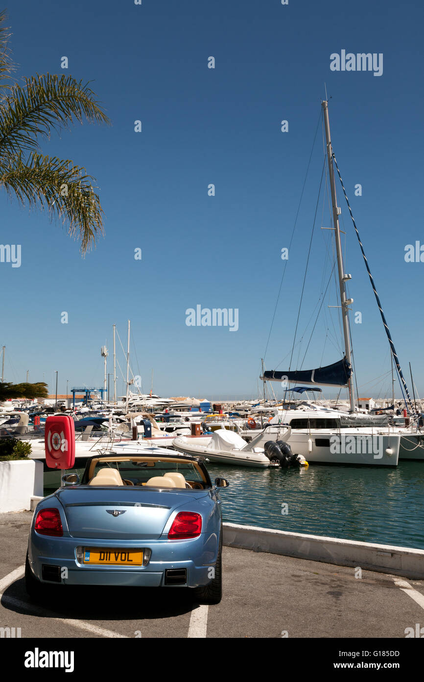 Expensive cars and boats, Puerto Banus harbour marina, Puerto Banus