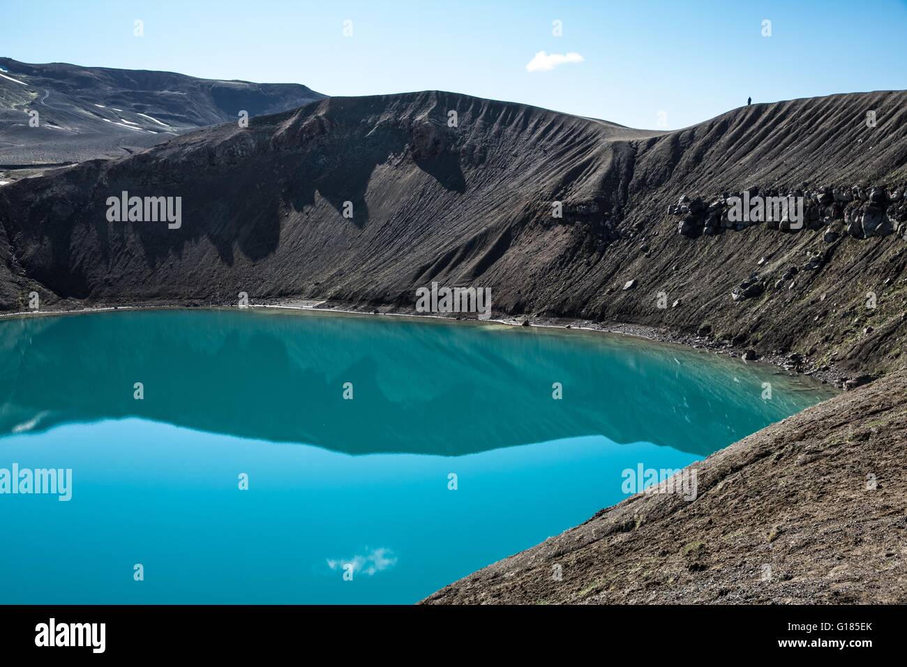 Elevated view of blue water in Viti crater lake, Krafla, Iceland Stock Photo