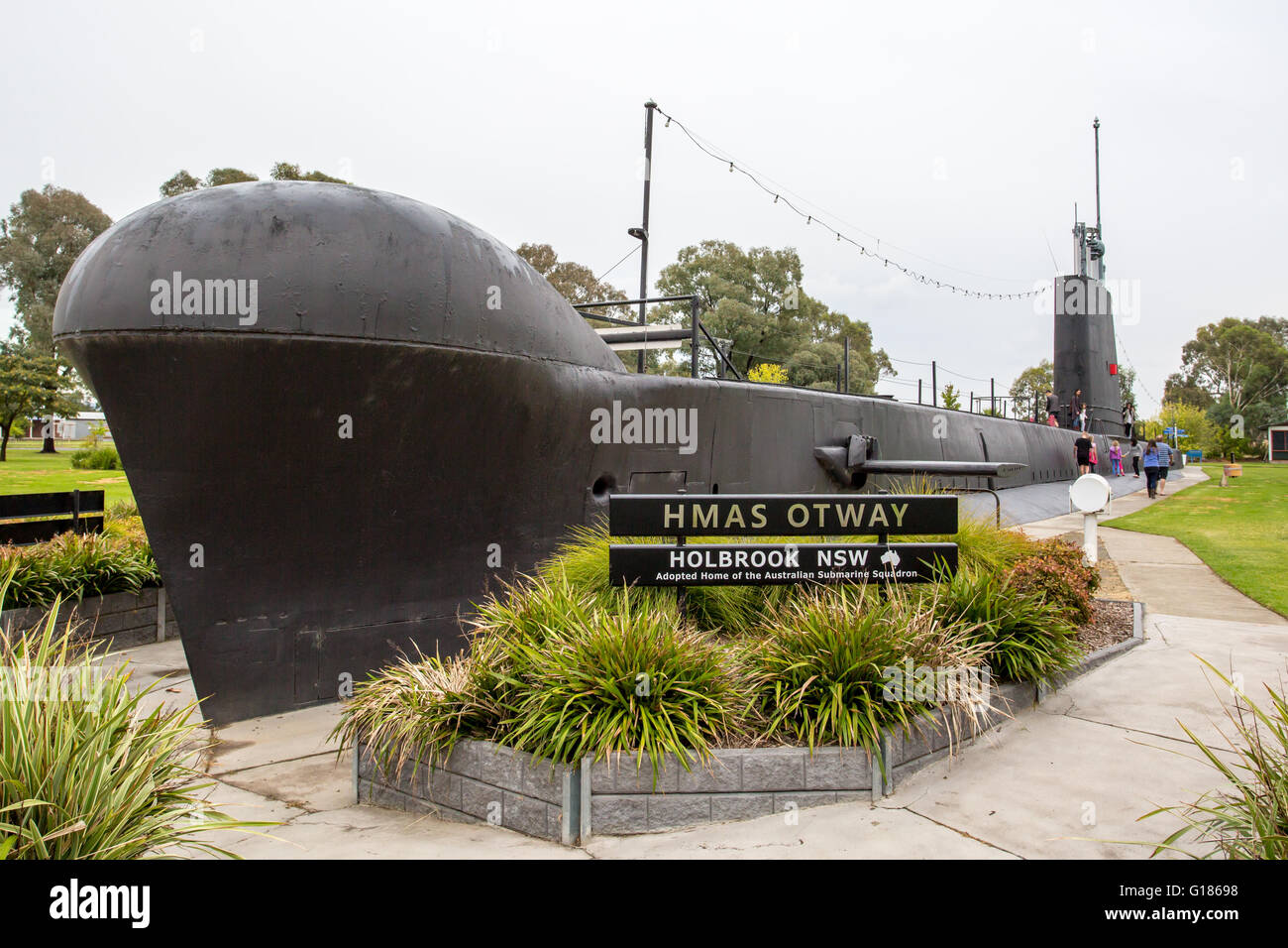 The famous landmark of HMAS Otway submarine in the rural town of Holbrook, in New South Wales, Australia. Stock Photo