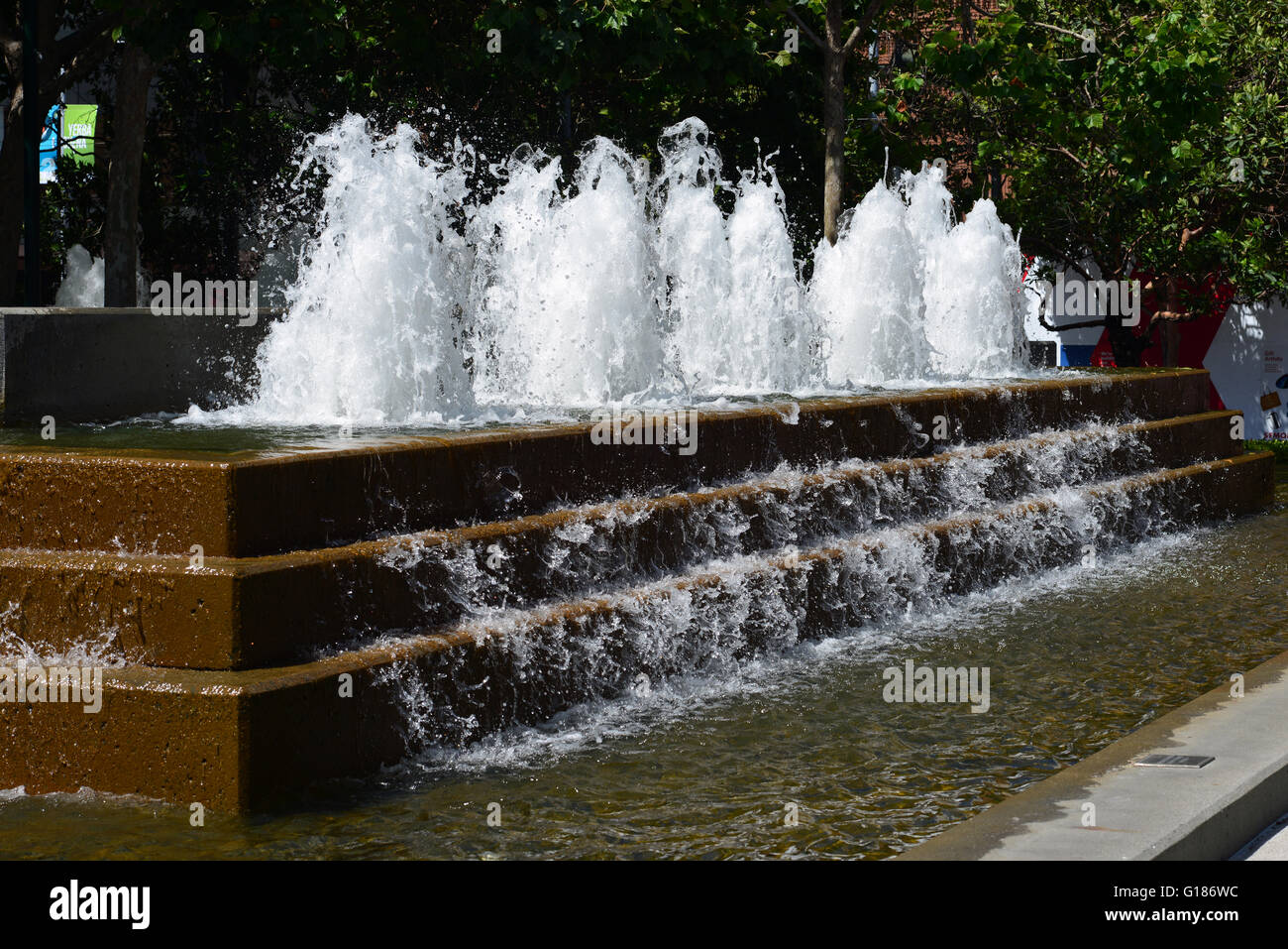 Fountains in Yerba Buena Gardens, San Francisco, California Stock Photo
