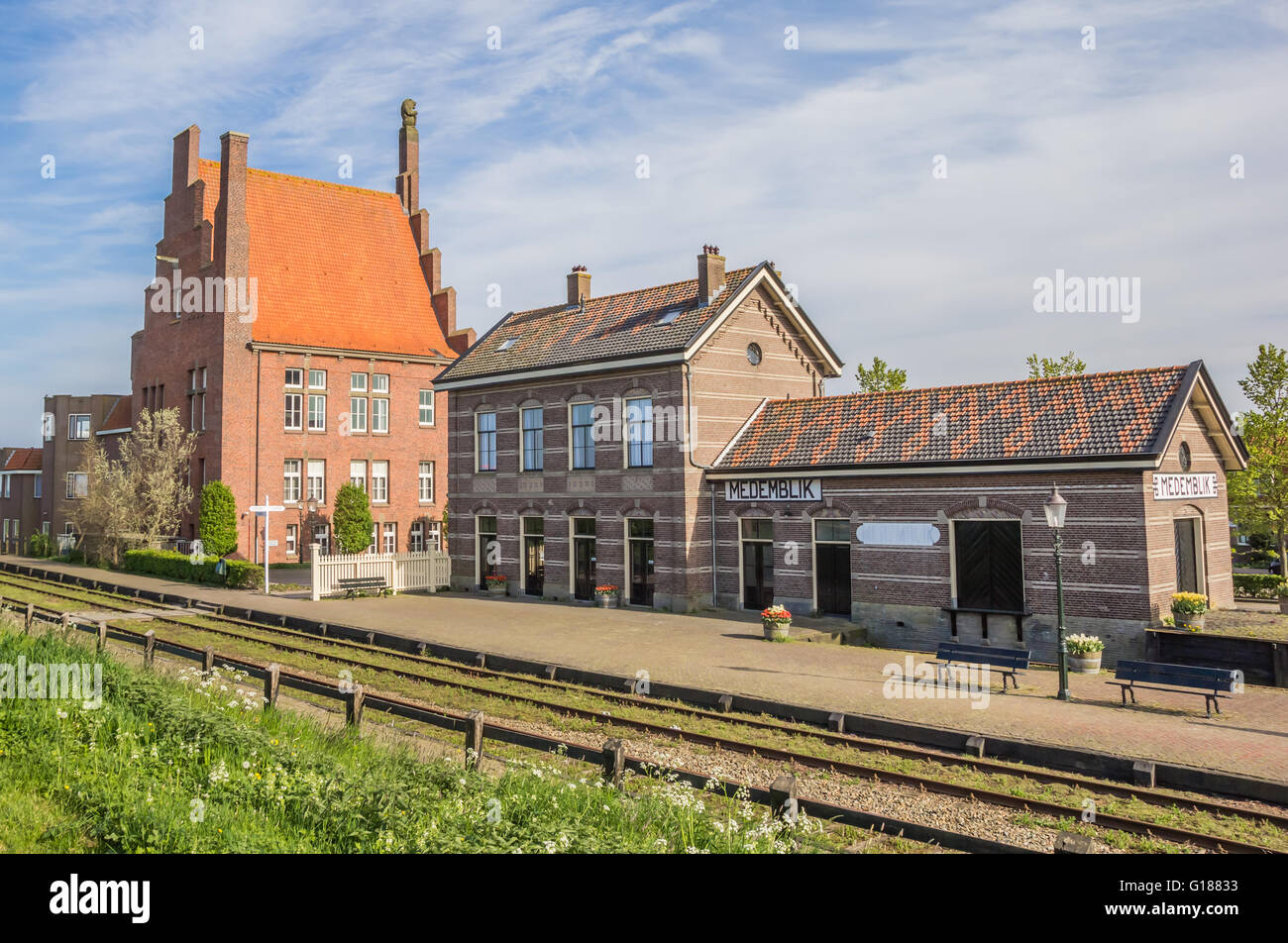Historical railroad and station of Medemblik, Holland Stock Photo