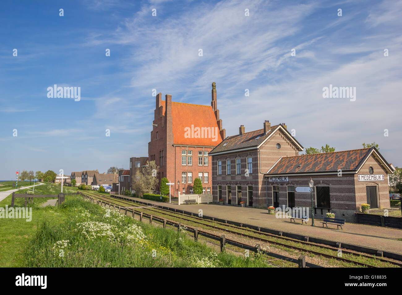 Historical railroad and station of Medemblik, Holland Stock Photo