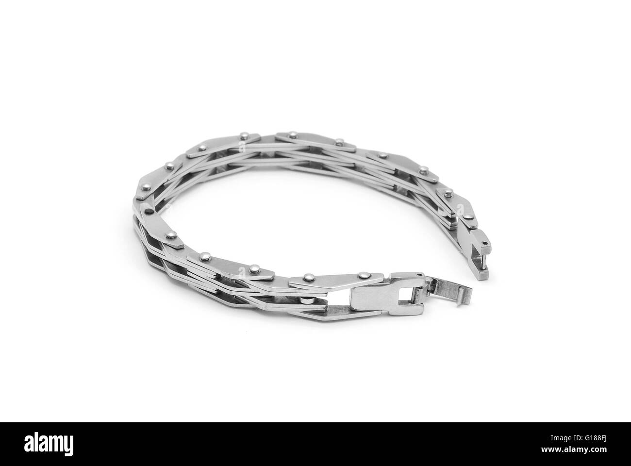 silver metal bracelet Stock Photo