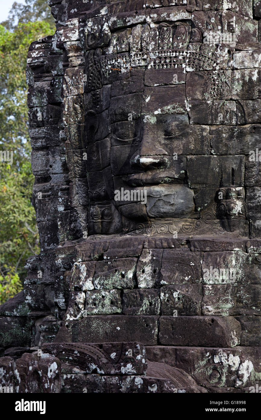 The serenity of the stone faces of Bayon temple, Siem Reap, Cambodia Stock Photo
