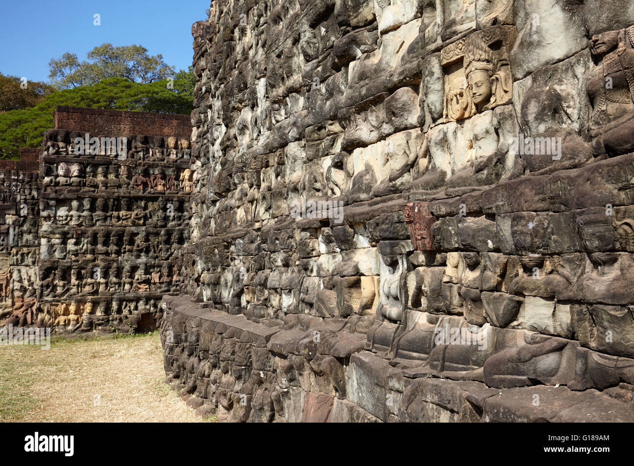 Terrace of the Leper King in Angkor Thom, Siem Reap, Cambodia Stock Photo