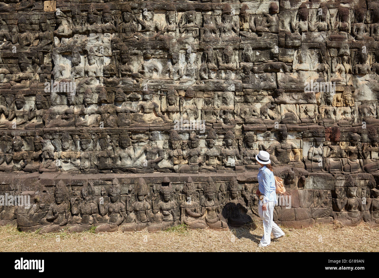 Terrace of the Leper King in Angkor Thom, Siem Reap, Cambodia Stock Photo