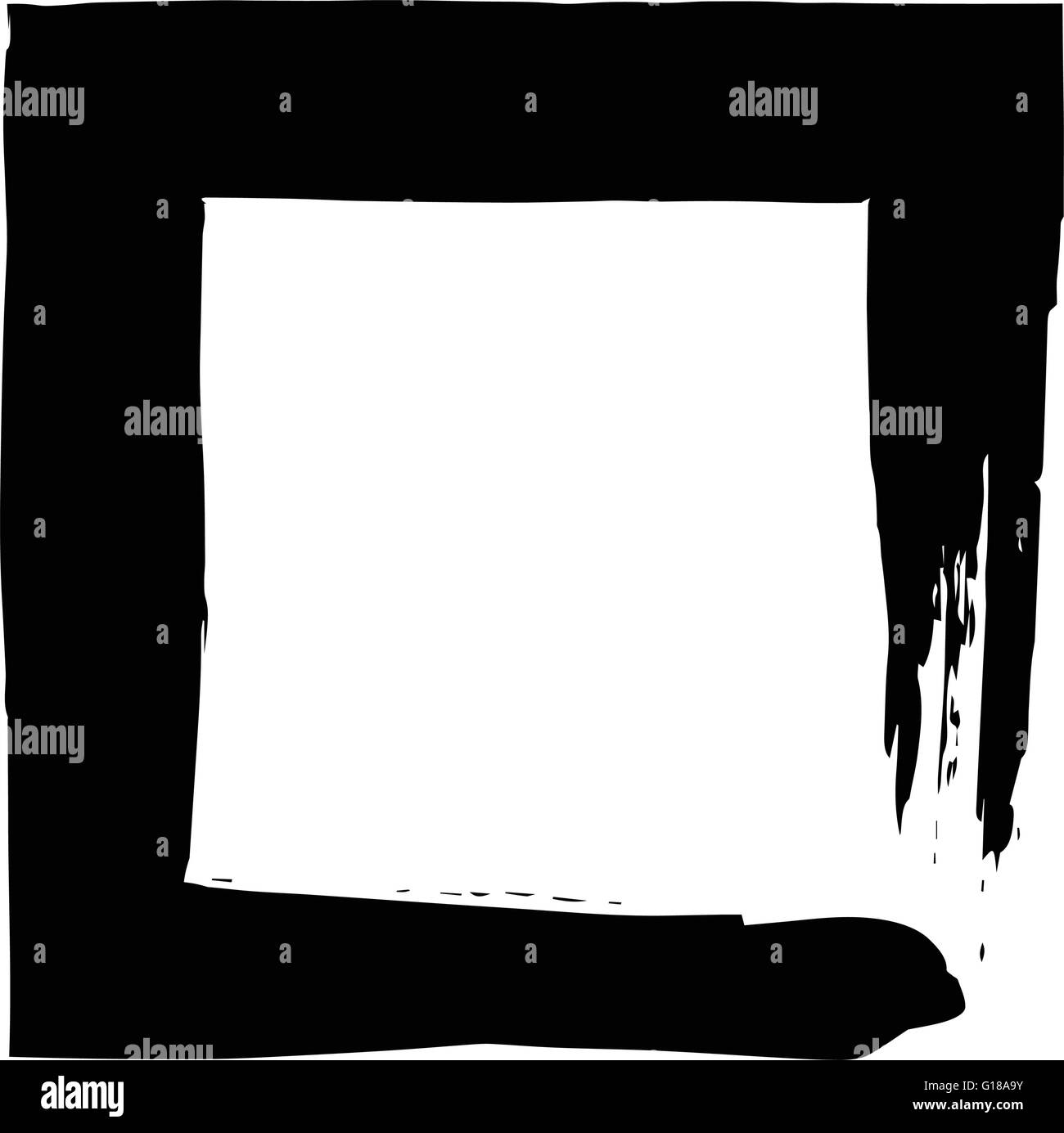 Square frame brush vector grunge paint watercolour ink Stock Vector ...
