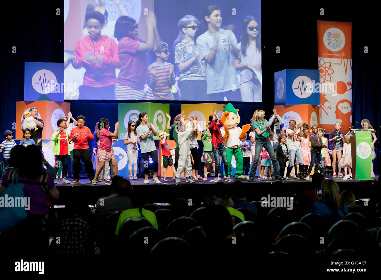 Children dancing on stage at a fair - USA Stock Photo