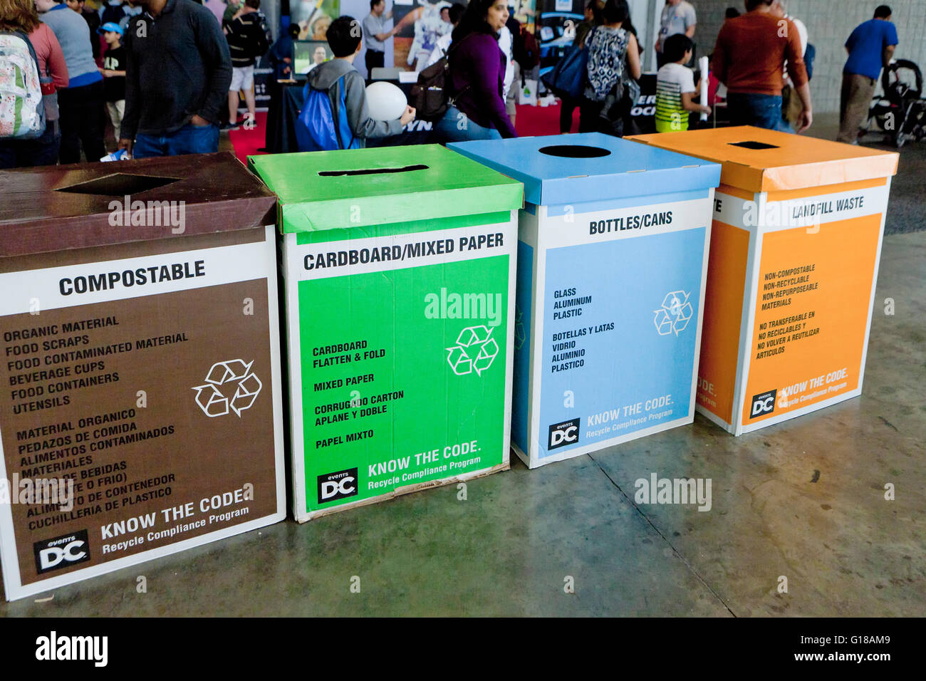 Cardboard recycling bins USA Stock Photo Alamy