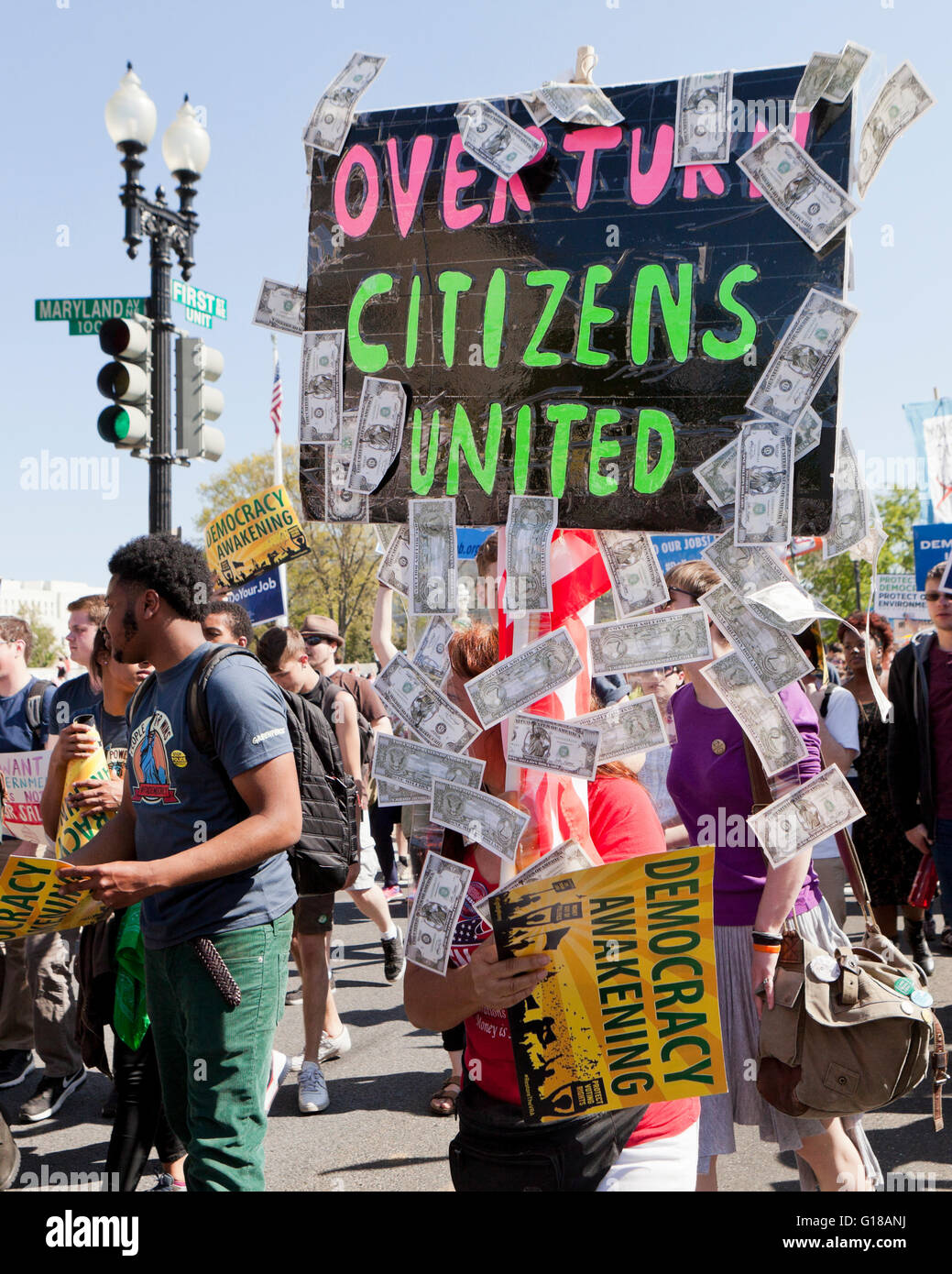 Washington, DC, USA. 17th April, 2016.Hundreds of Democracy Spring activists protest on Capitol Hill Stock Photo