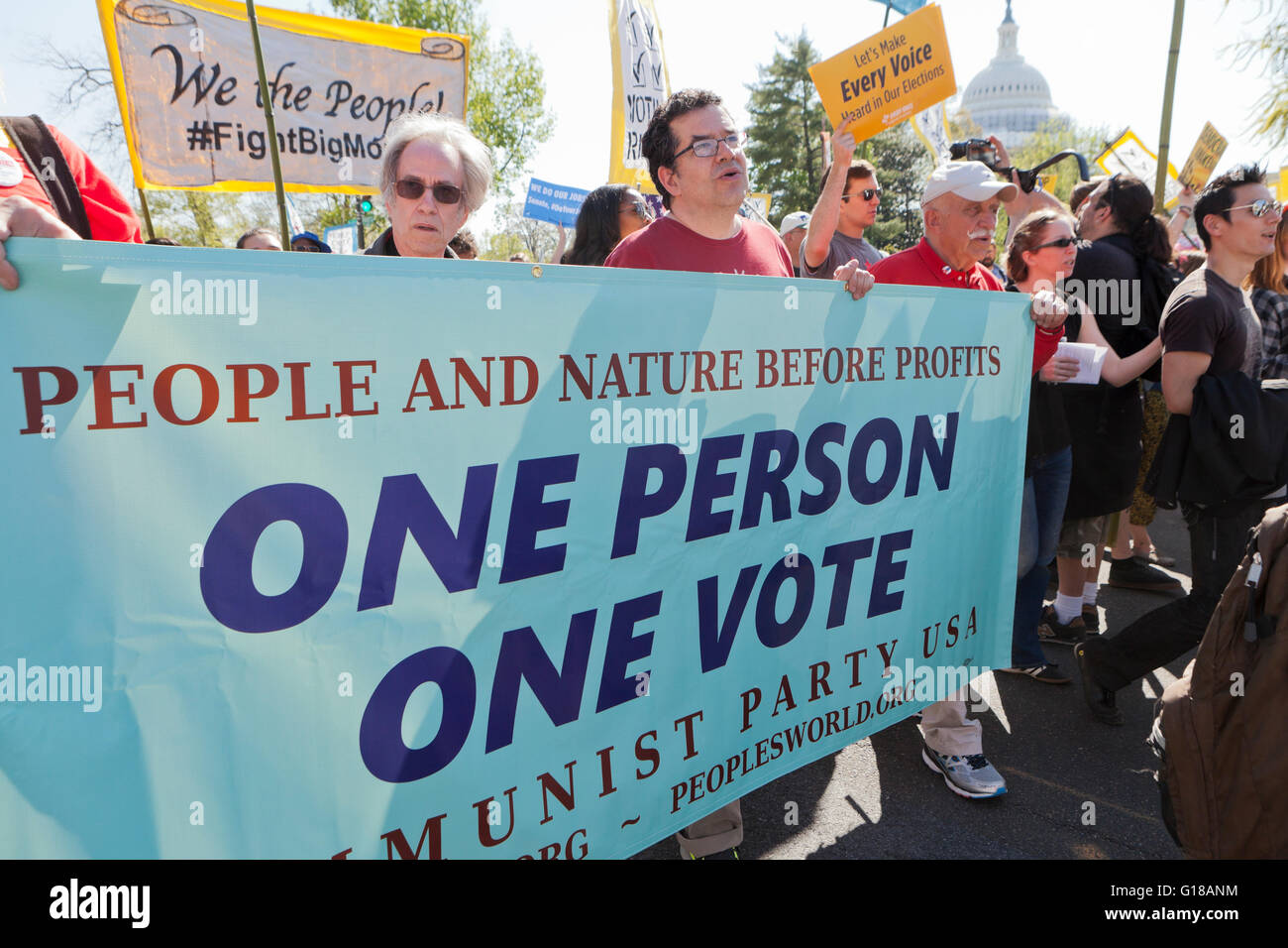 Washington, DC, USA. 17th April, 2016.Hundreds of Democracy Spring activists protest on Capitol Hill Stock Photo