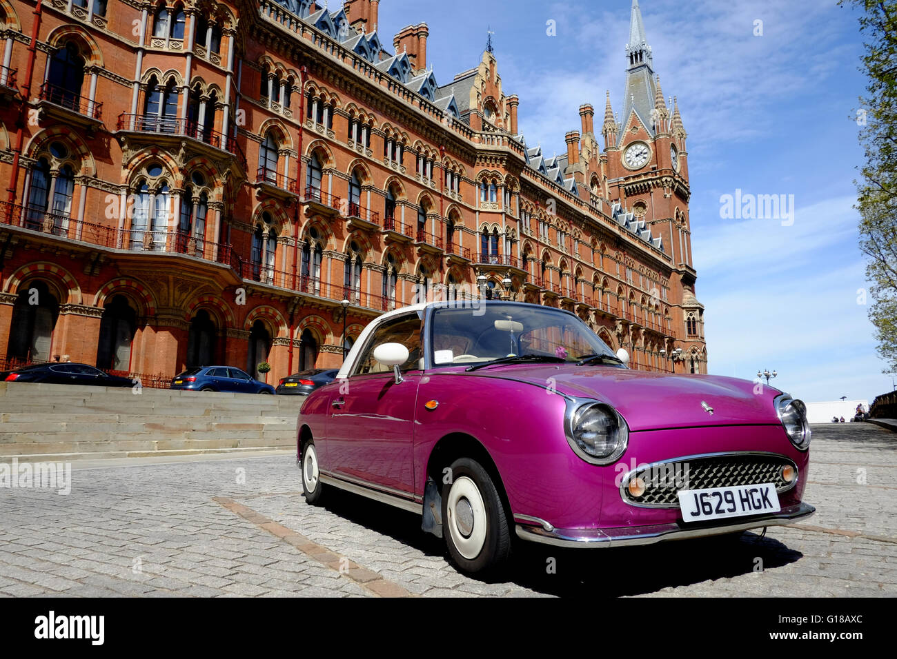 Nissan Figaro at St. Pancras Renaissance Hotel Stock Photo