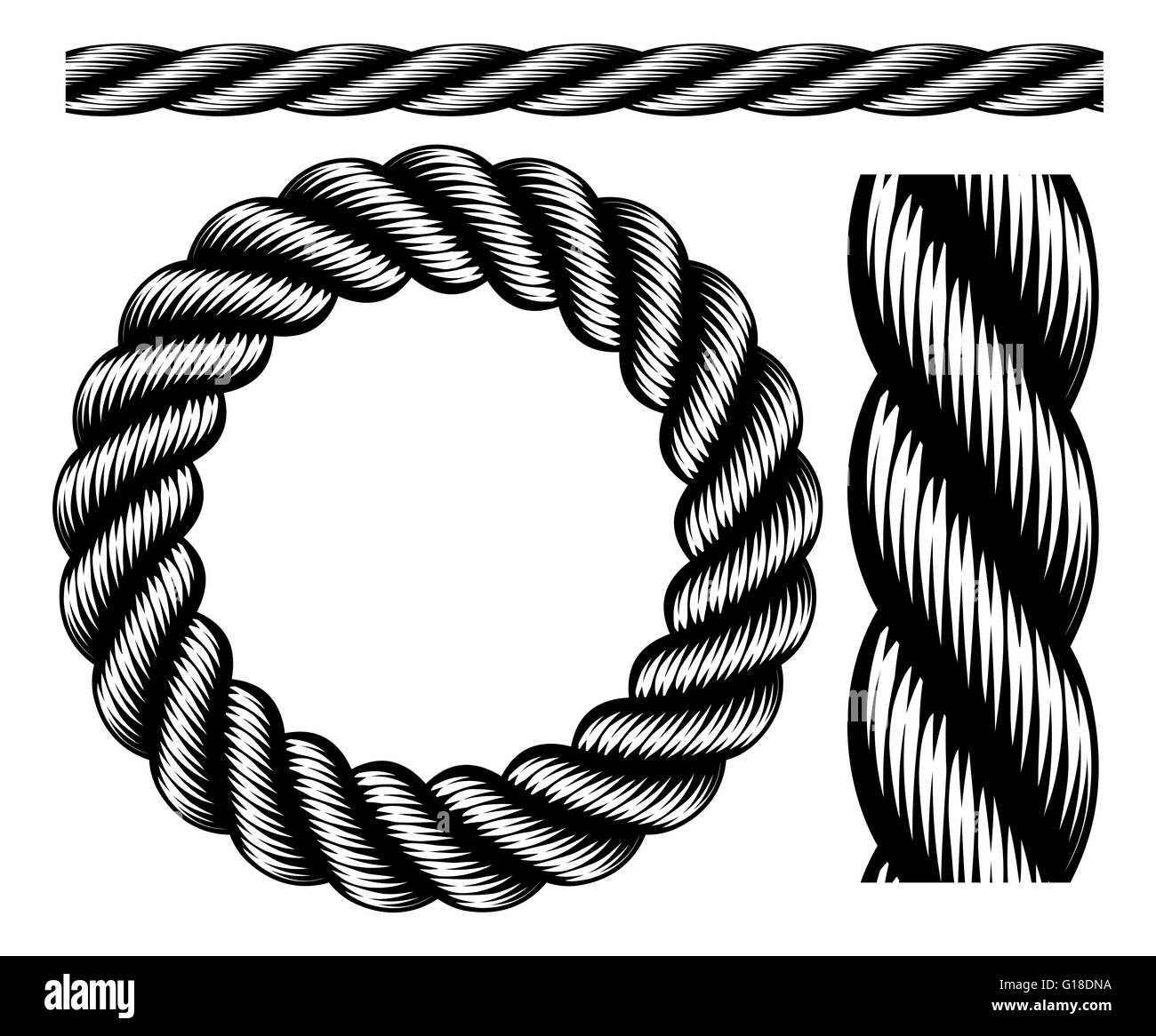 A set of nautical rope design elements Stock Photo