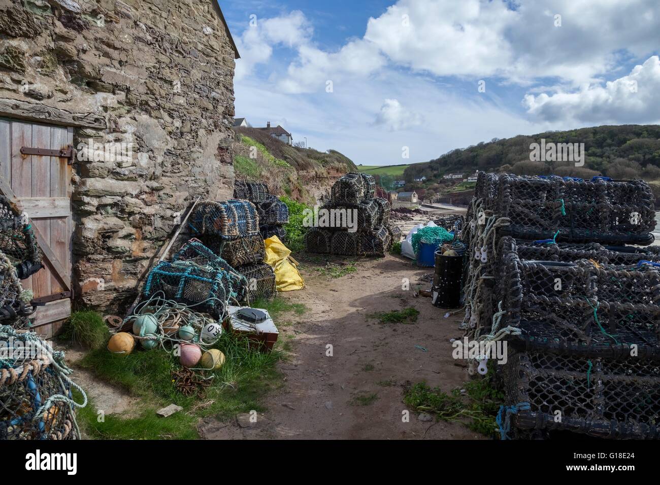 Lobster pots at Hope Cove, Devon, England Stock Photo Alamy