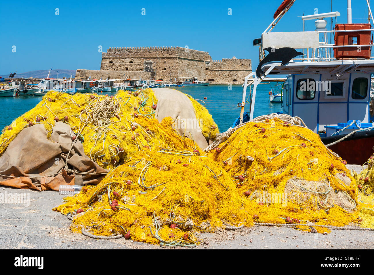 Old Venetian harbour. Crete, Greece Stock Photo