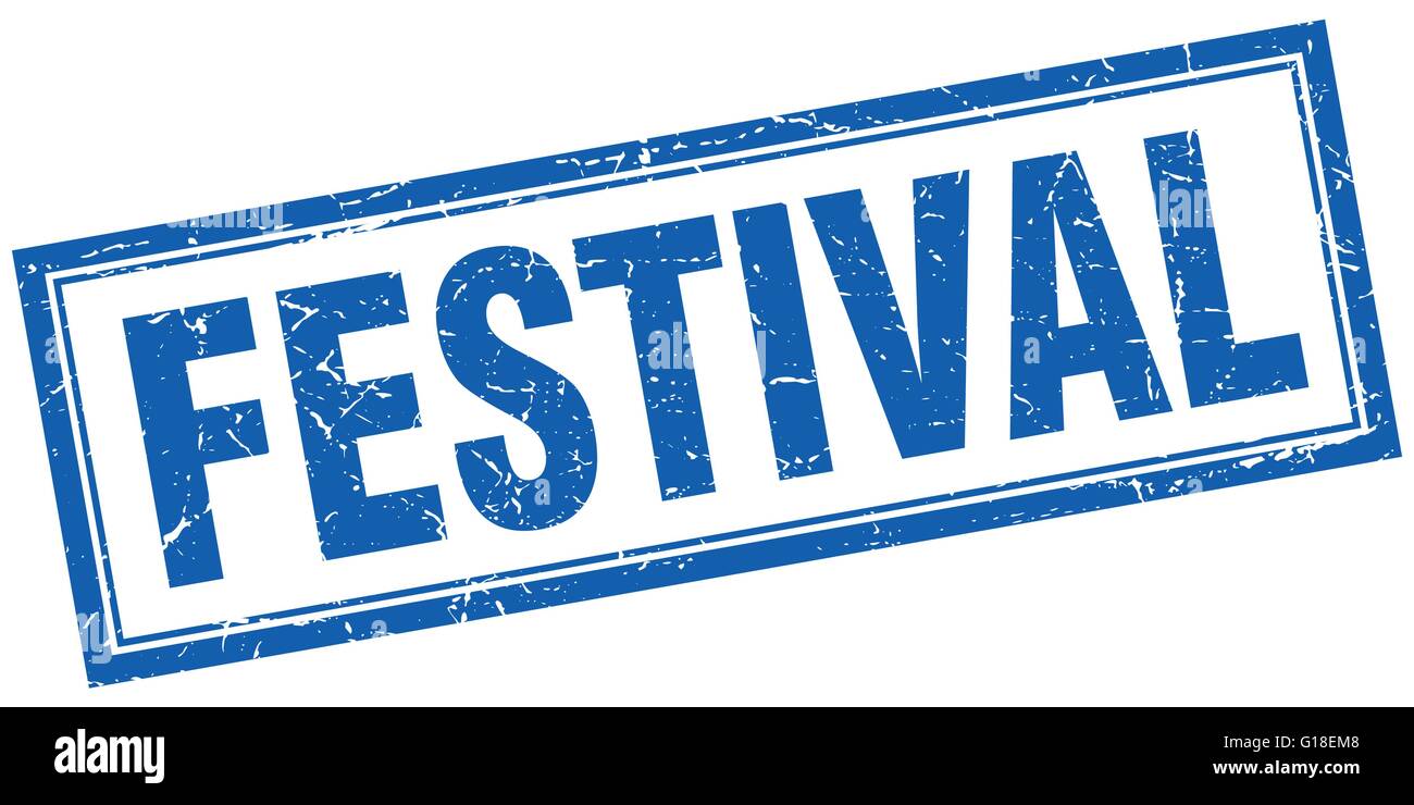 festival blue grunge square stamp on white Stock Vector Image & Art - Alamy