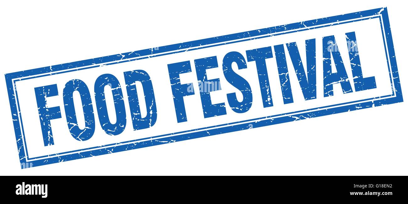 food festival blue grunge square stamp on white Stock Vector Image ...