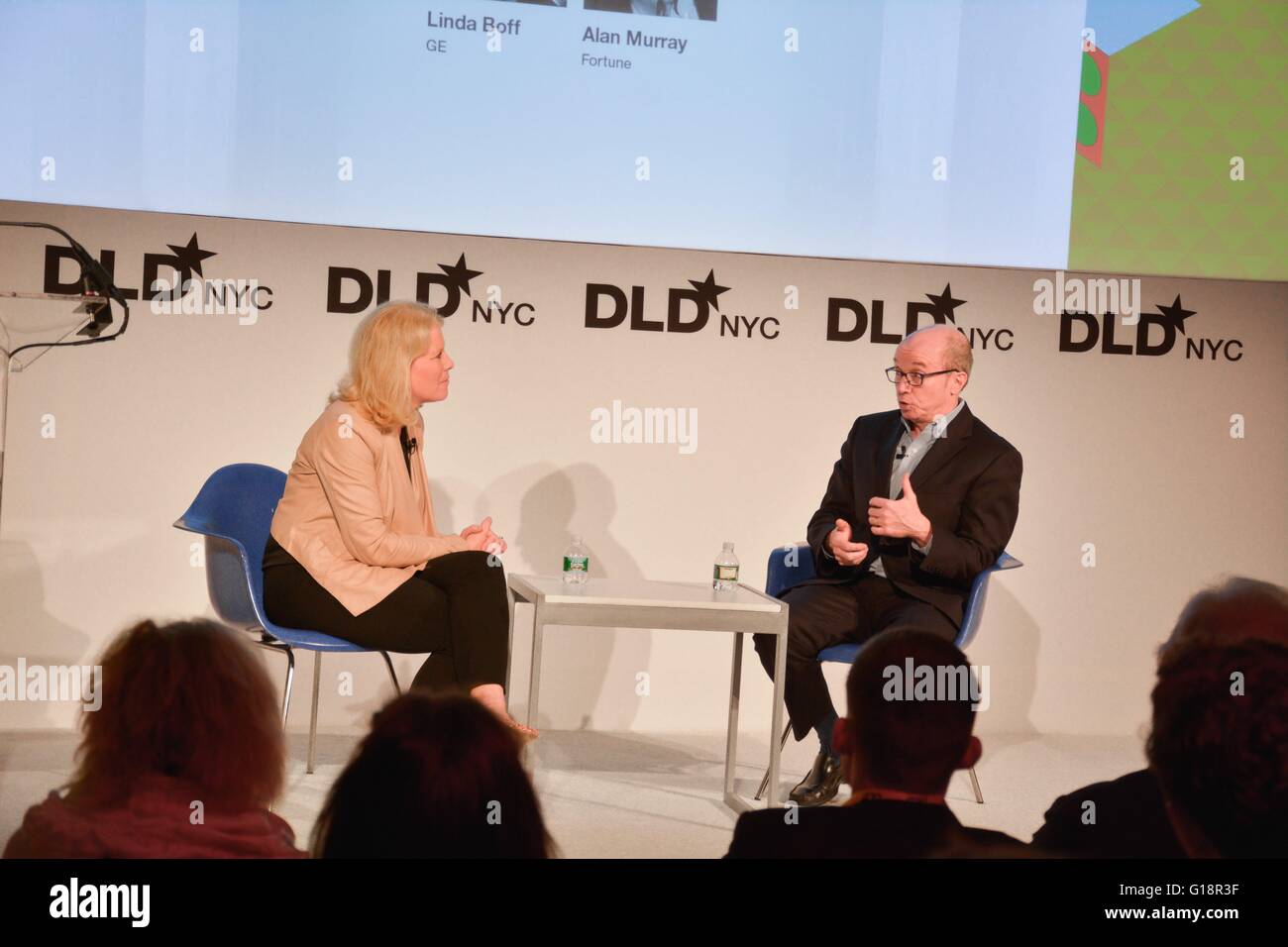 (L. To R.) Linda Boff (GE) Alan Murray (Fortune) during the DLDnyc ...