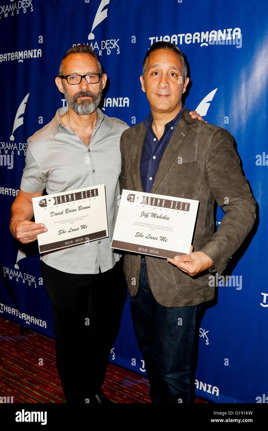 New York, NY, USA. 11th May, 2016. David Brian Brown, Jeff Mahshie at arrivals for The 2016 Drama Desk Awards Nominees Reception, Marriott Marquis Time Square, New York, NY May 11, 2016. Credit:  Abel Fermin/Everett Collection/Alamy Live News Stock Photo