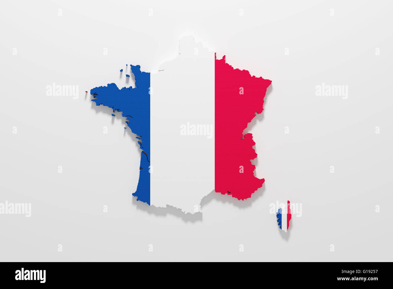 3d rendering of french map and flag on white background Stock Photo - Alamy