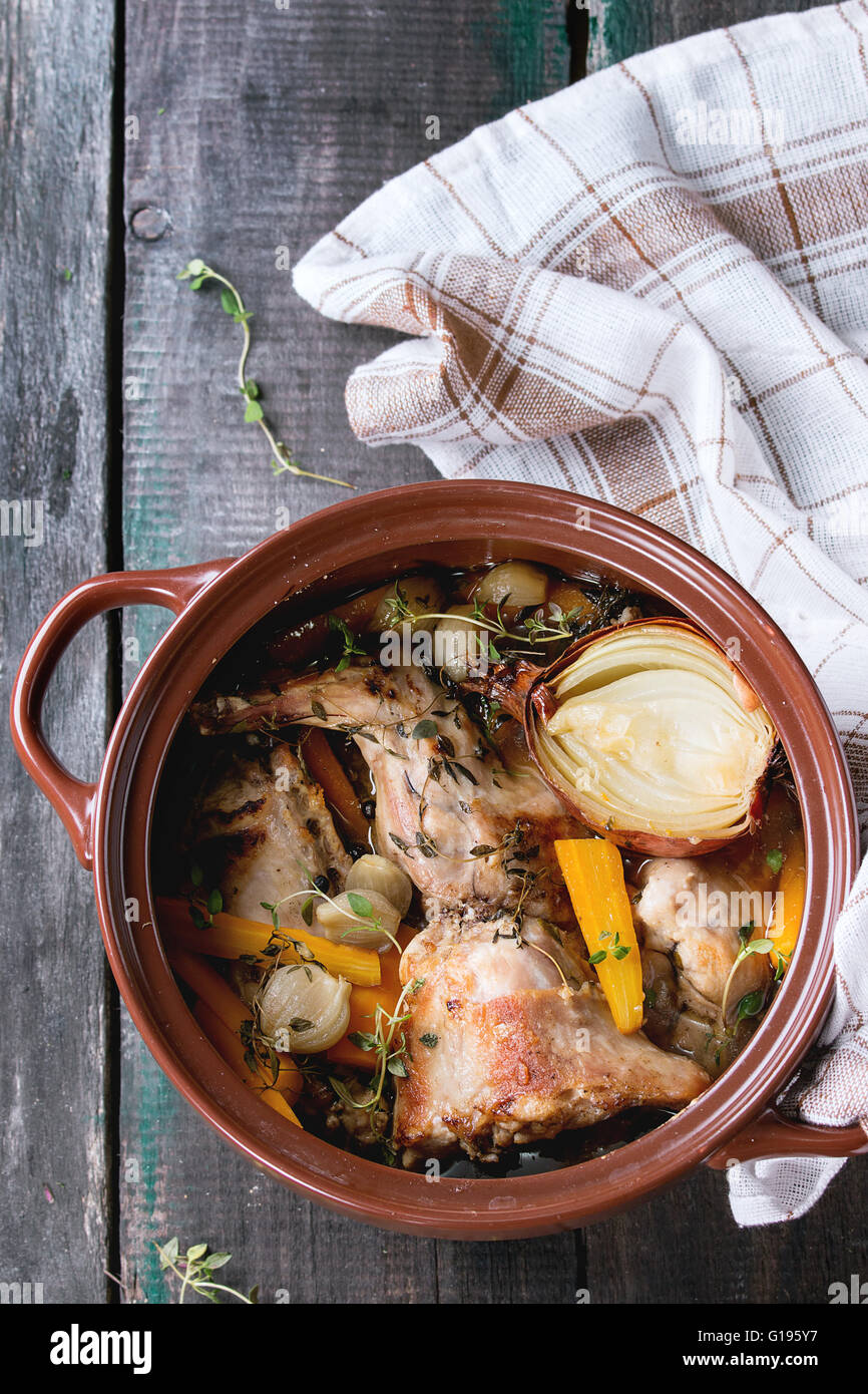 Stewed rabbit with vegetables Stock Photo - Alamy