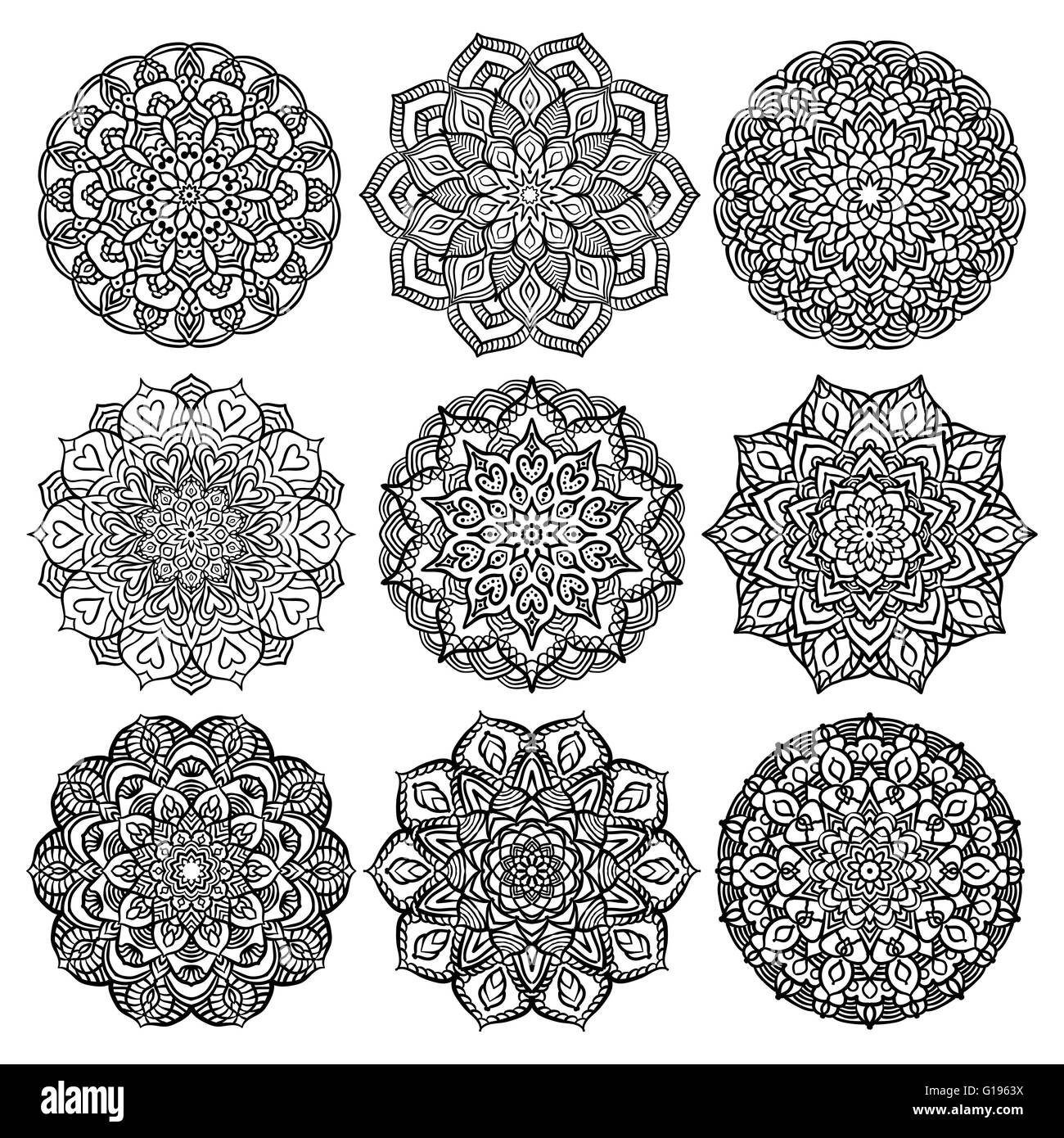 Black Mandalas Set Stock Vector Image & Art - Alamy