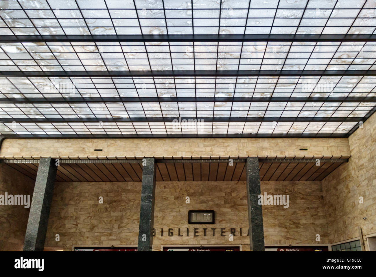 Florence, Italy. Santa Maria Novella railway station, a fine Modernist building designed in 1932. Ticket hall interior Stock Photo