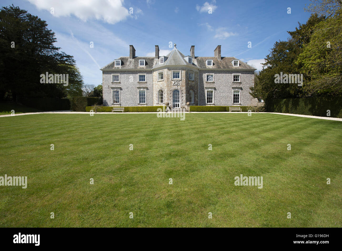 Farleigh House, Farleigh Wallop, ancestral estate of 34 year old Oliver Wallop, Viscount Lymington in Hampshire, England, UK Stock Photo