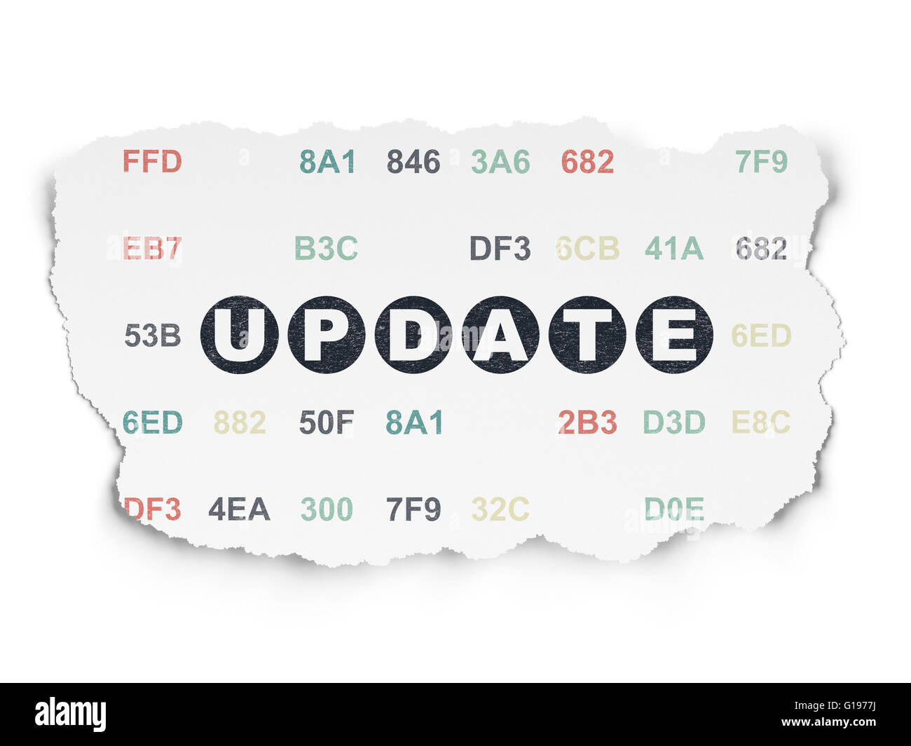 Web development concept: Update on Torn Paper background Stock Photo