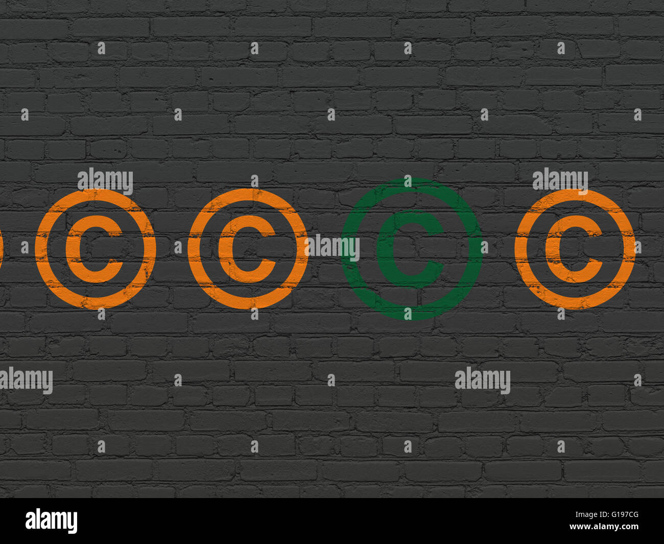 Law concept: copyright icon on wall background Stock Photo - Alamy
