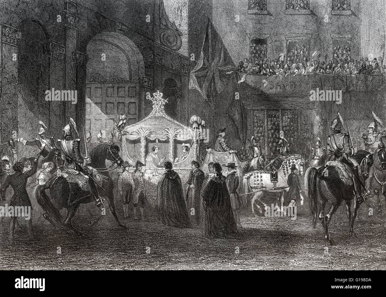 Queen Victoria's first visit to the City of London as queen, Temple Bar ceremony, 1837 Stock Photo